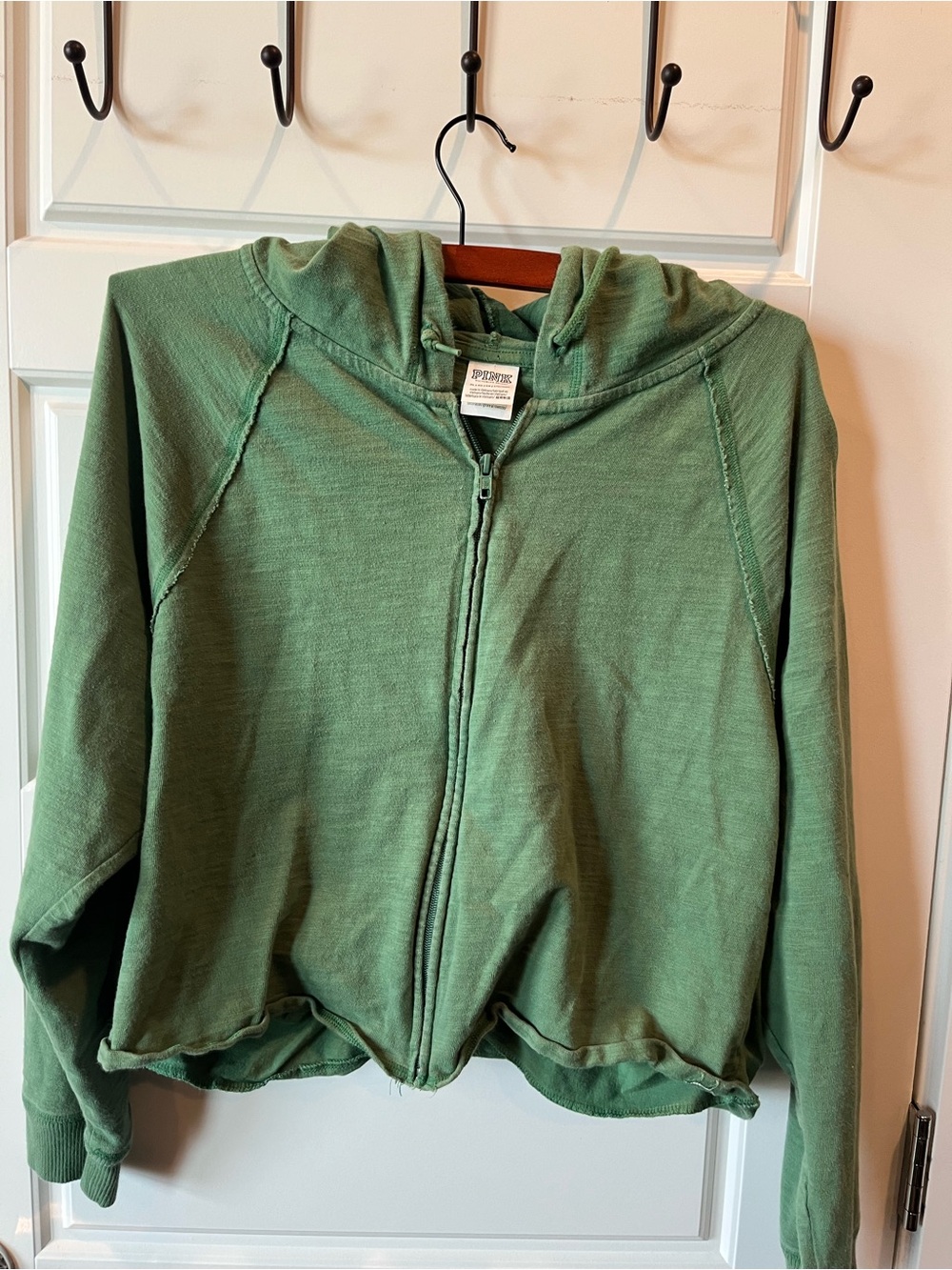 PINK Victoria's Secret Green Zip-Up Hoodie